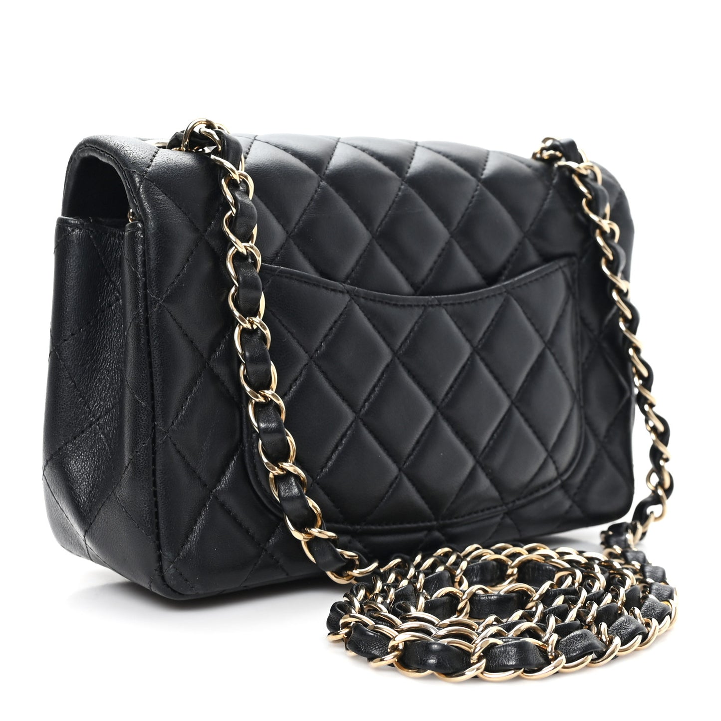 Lambskin Quilted Mini Rectangular Flap Black