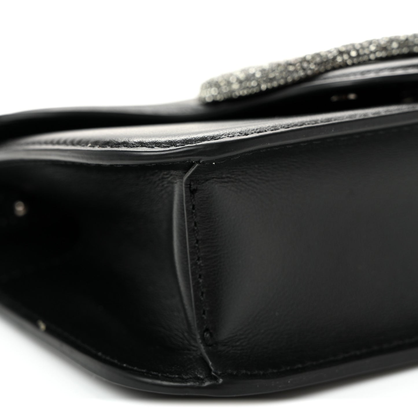 Calfskin Crystal Vlogo Small Loco Shoulder Bag Black