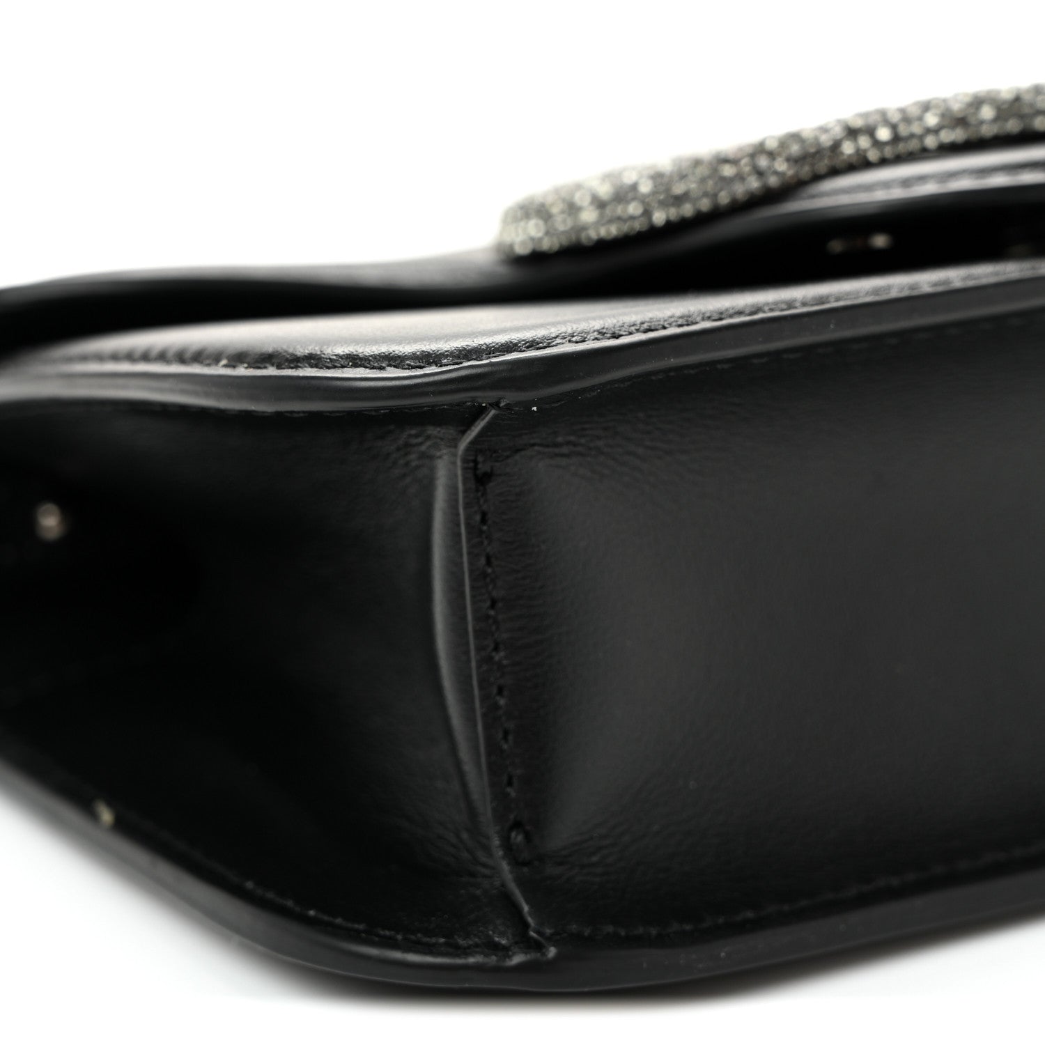 Valentino Garavani Calfskin Crystal Vlogo Small Loco Shoulder Bag Black 9 of 10