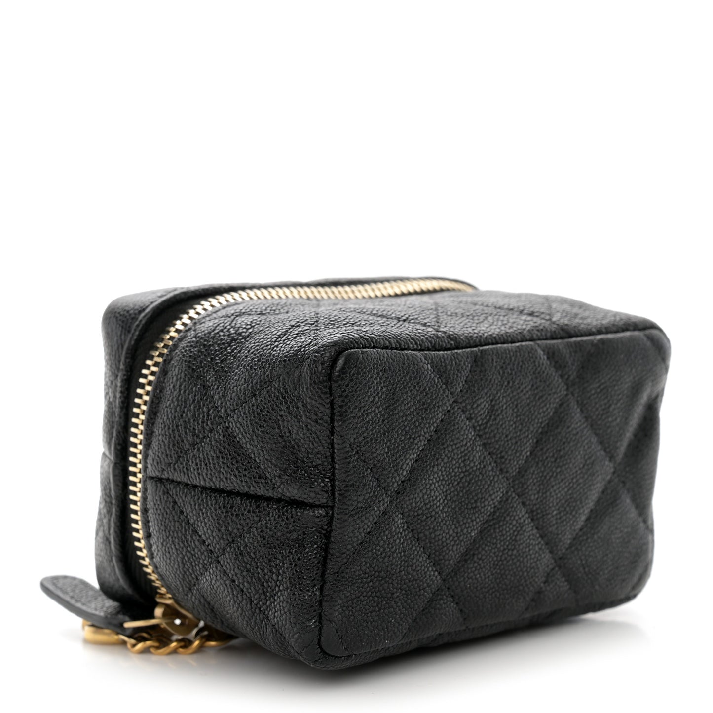 Caviar Quilted Mini Top Handle Vanity With Chain Black