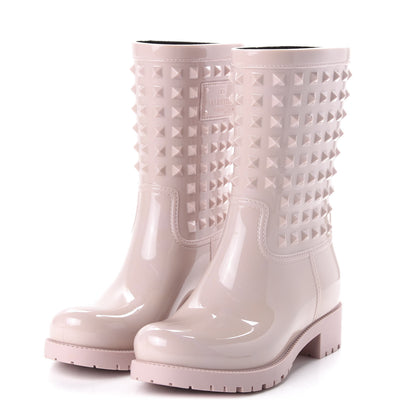 Valentino Garavani Rubber Rockstud Short Rainboots 37 Water Rose 3 of 8