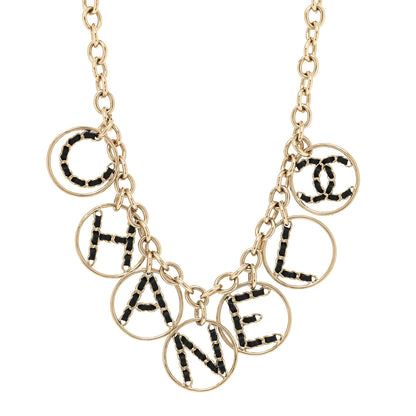 Chanel Lambskin Chain Logo Necklace Gold Black 2 of 5