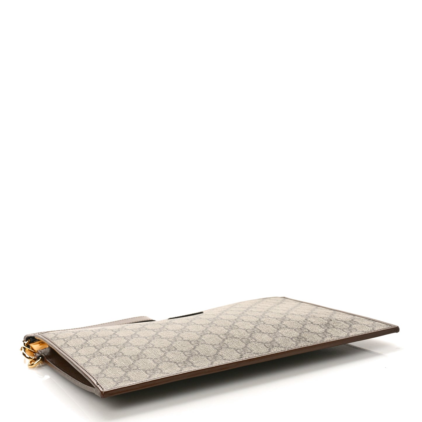 GG Supreme Monogram Azalea Calfskin Retro Interlocking G Wristlet Pouch Beige Ebony Brown Sugar