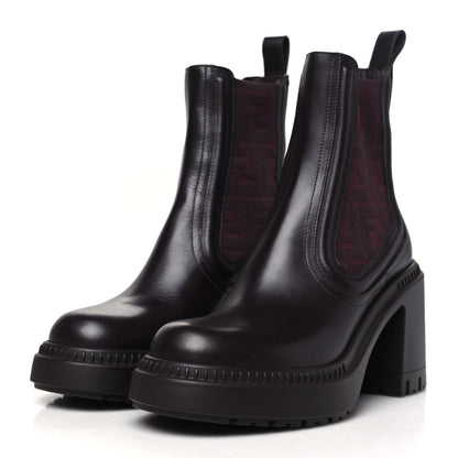 Fendi Vitello Maglia FF Domino Biker Boots 37 Mosto 4 of 10