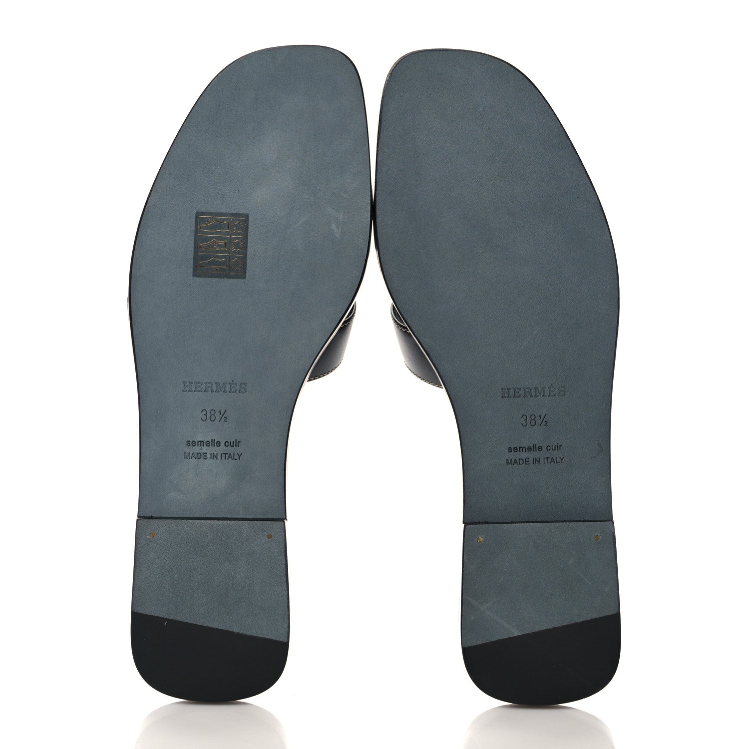 Hermes Box Calfskin Oran Sandals 38.5 Black 5 of 9