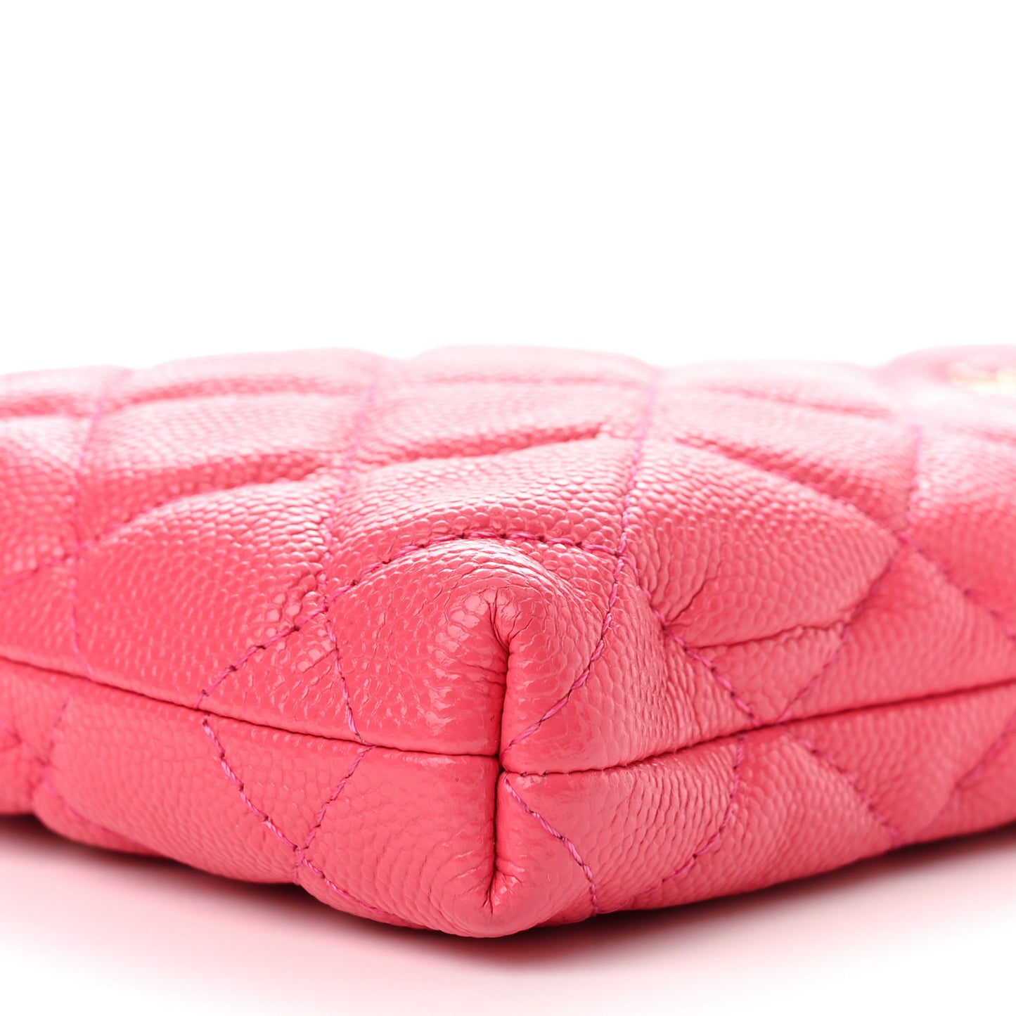 Caviar Quilted French New Wave Phone Holder With Chain Pink
