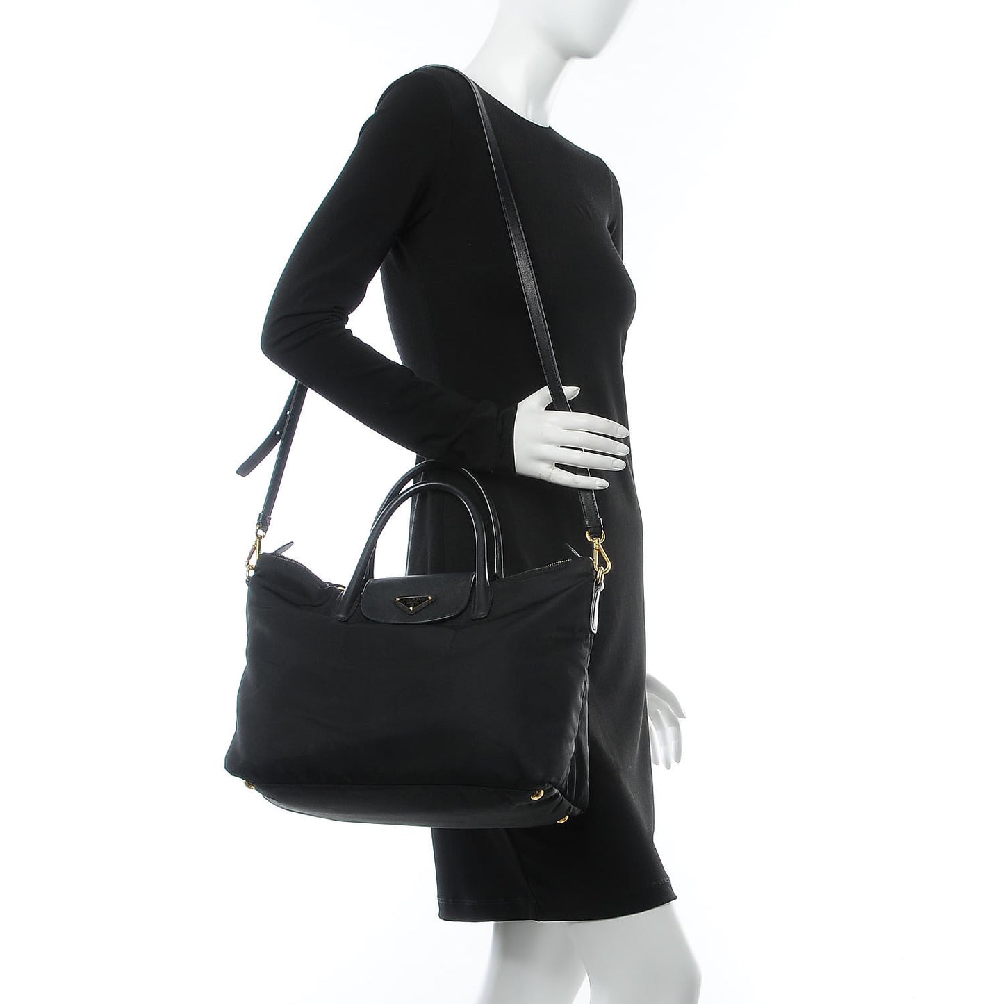 Saffiano Tessuto Nylon Tote Black