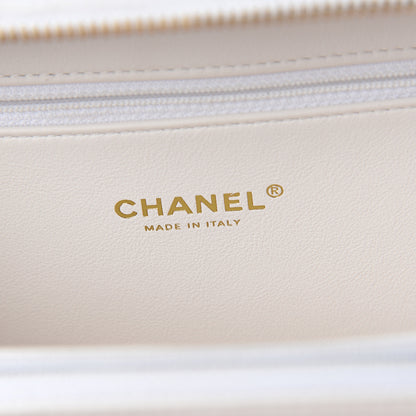 Chanel Goatskin Quilted Medium CC Filigree Vanity Case White 5 of 8
