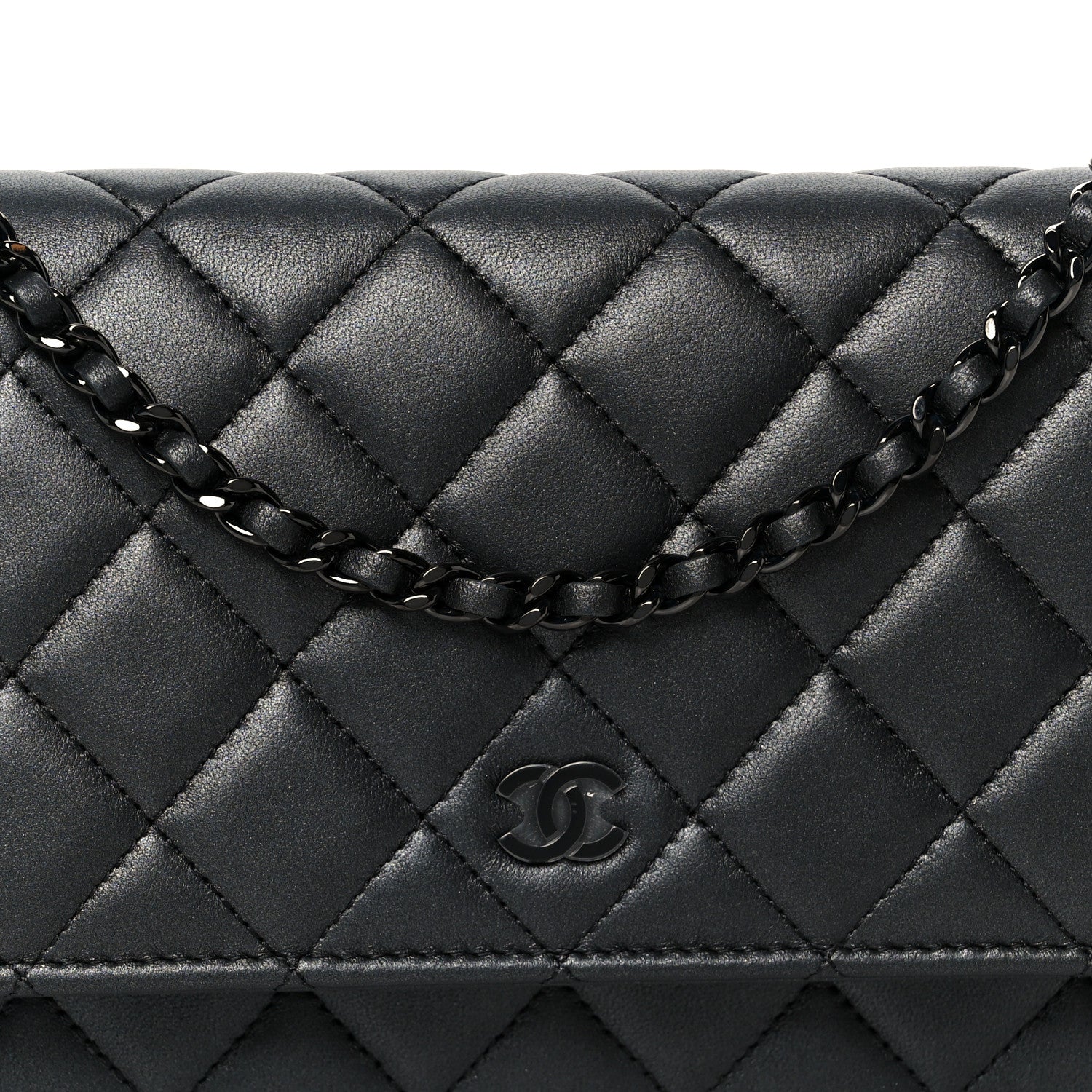 Chanel Pearly Lambskin Quilted Wallet On Chain WOC So Black 9 of 12