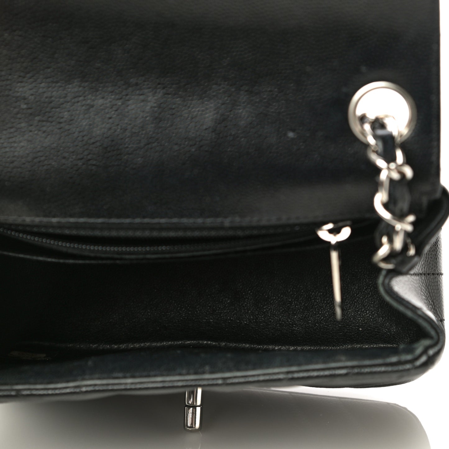 Caviar Chevron Quilted Mini Square Flap Black