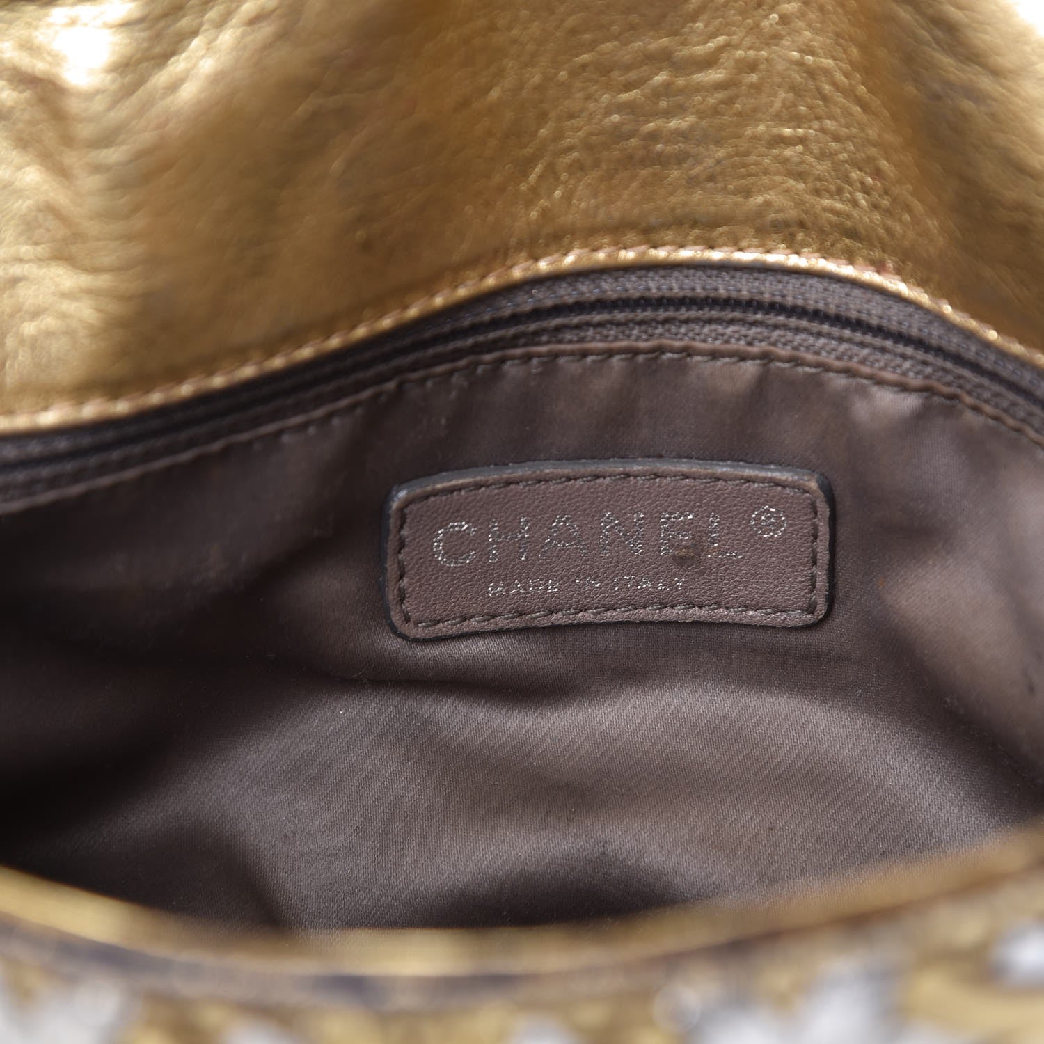 Chanel Metallic Crackled Calfskin Medium CC Mix Flap Gold Silver 6 of 17