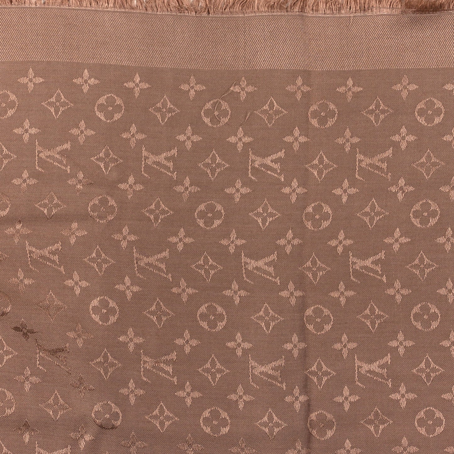 Silk Wool Monogram Shawl Cappuccino