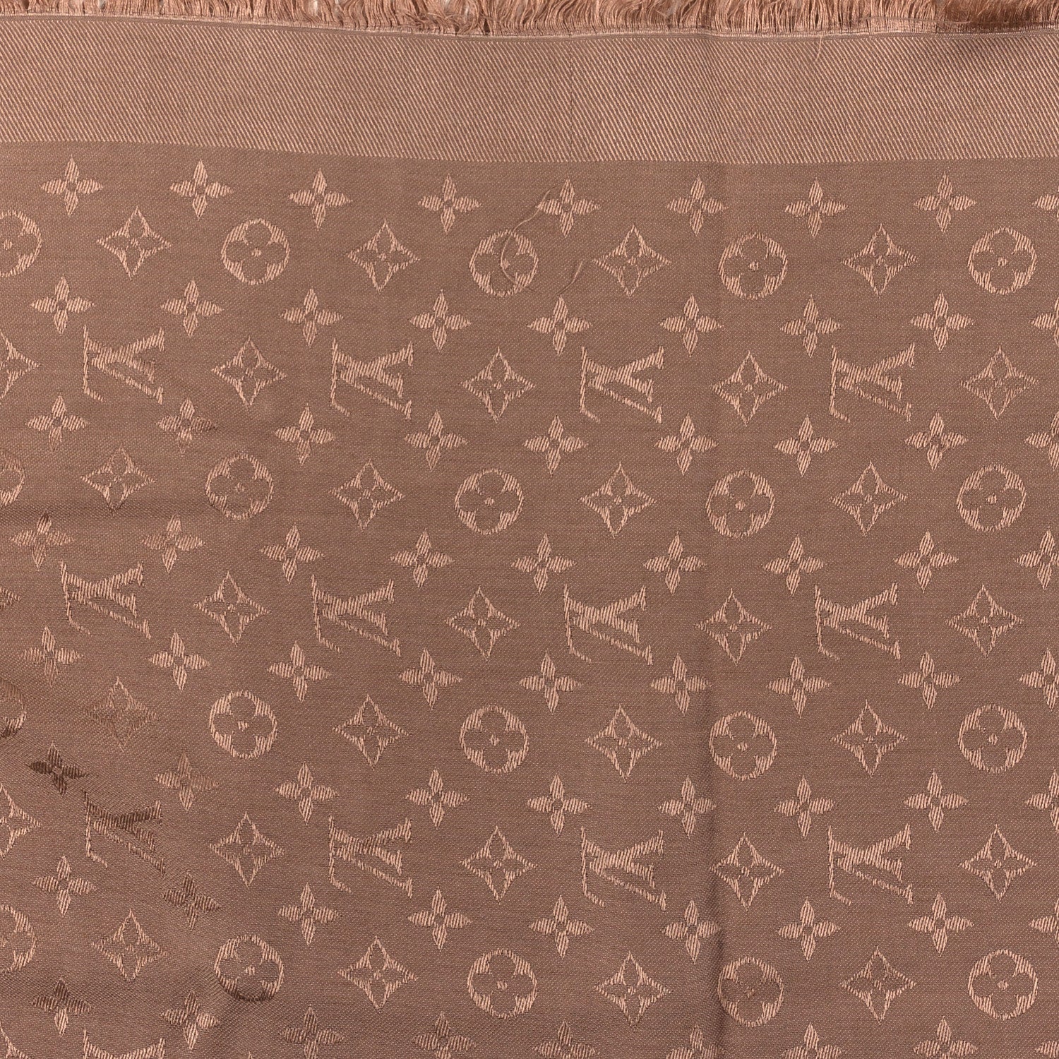Louis Vuitton Silk Wool Monogram Shawl Cappuccino 2 of 4