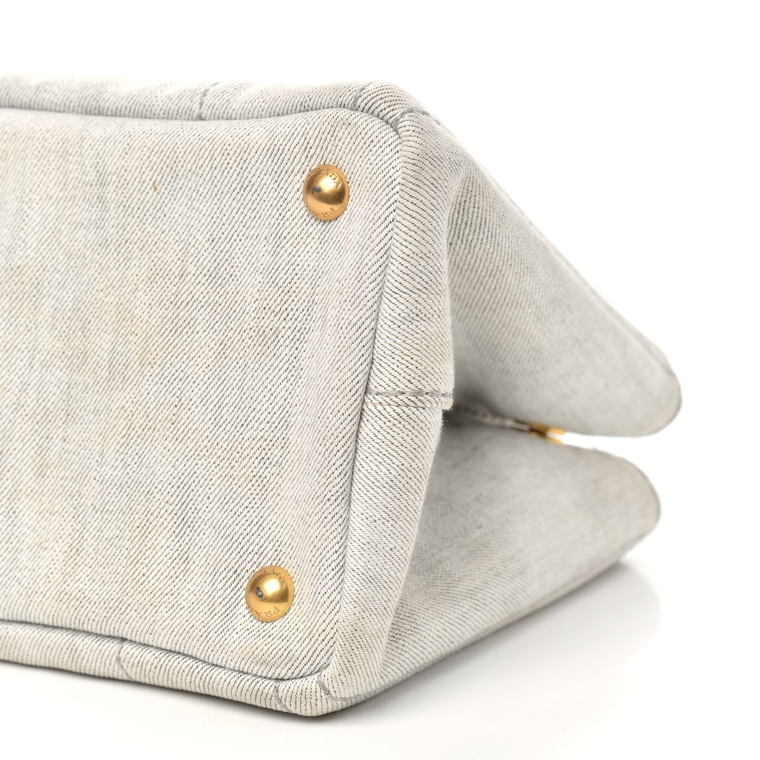 Prada Denim Small Logo Tote Bianco 10 of 14