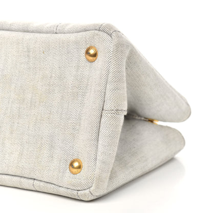 Prada Denim Small Logo Tote Bianco 10 of 14