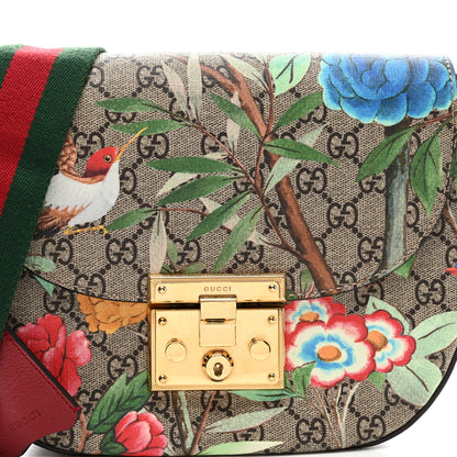 Gucci GG Supreme Monogram Tian Web Medium Padlock Messenger Shoulder Bag Beige Multicolor New Acero 8 of 11