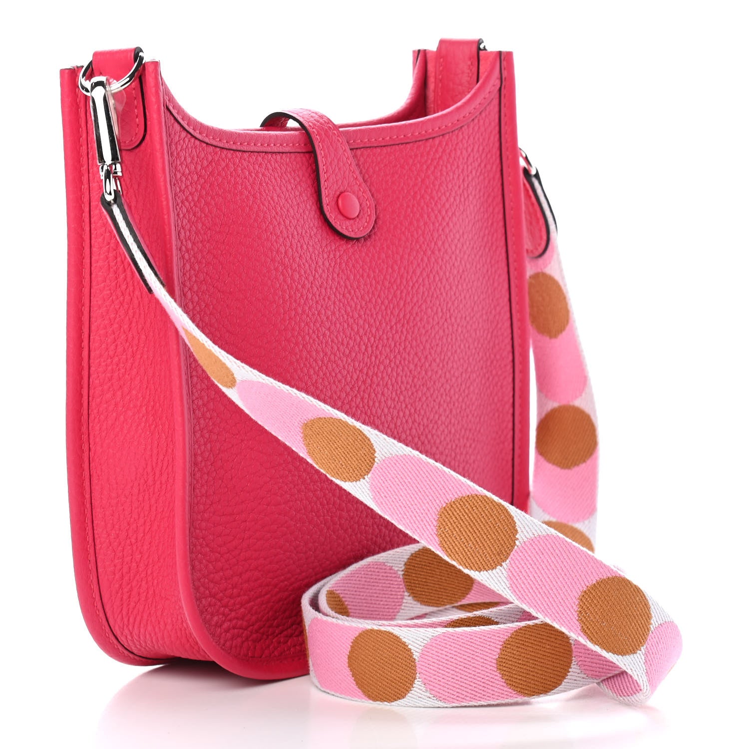 Hermes Taurillon Clemence Flipperball Sangle Evelyne TPM Framboise 2 of 8