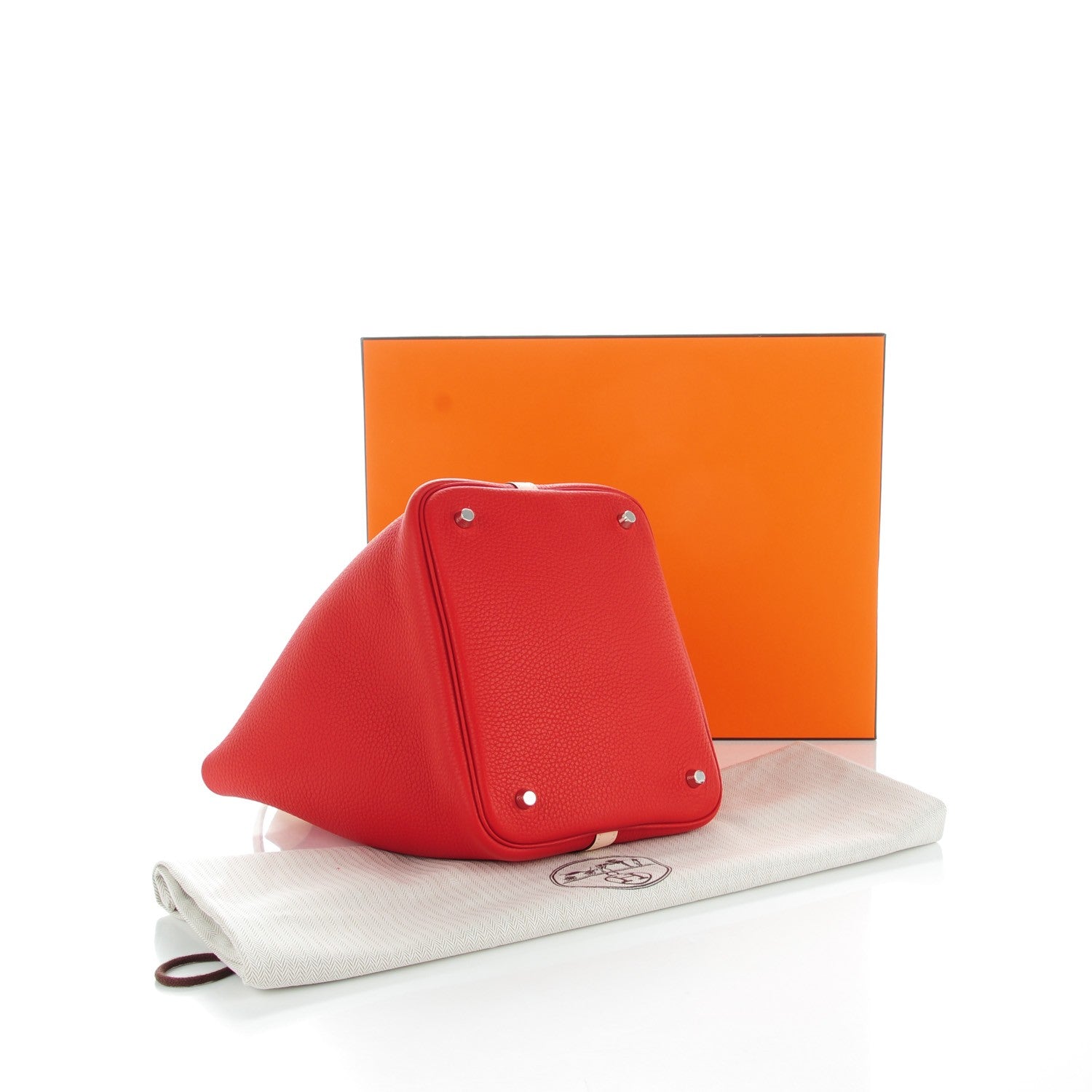 Hermes Taurillon Clemence Swift Picotin Lock 22 MM Rouge Tomate Rose Eglantine 4 of 7