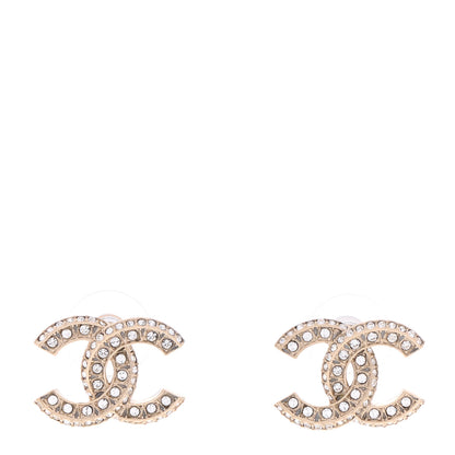 Chanel Crystal Timeless CC Earrings Light Gold 1 of 5