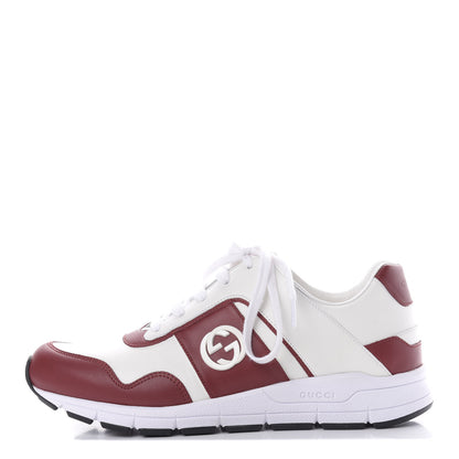 Gucci Calfskin Womens Interlocking G Sneakers 39 Rosso White 1 of 10