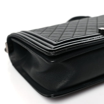 Chanel Goatskin Quilted Patent New Medium Duo Boy Flap Black 9 of 10