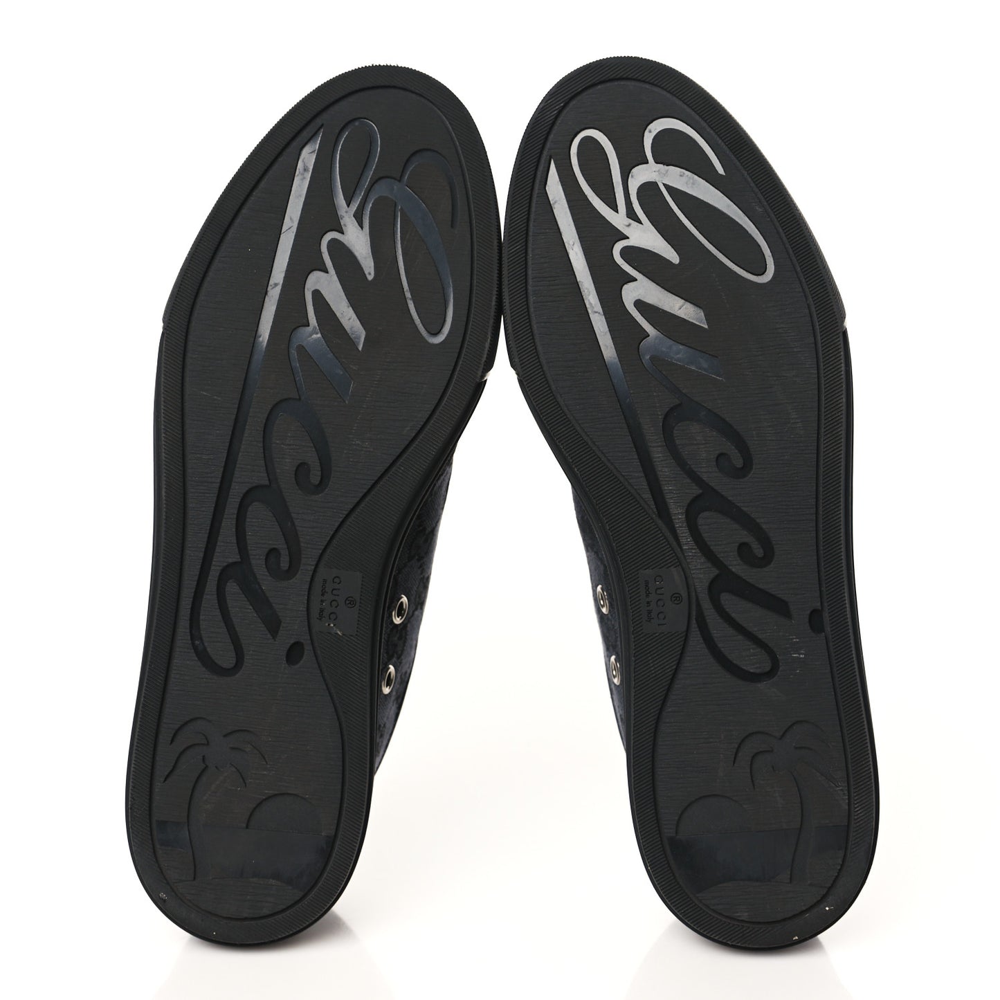 GG Monogram Calfskin Womens Low Top Sneakers 37.5 Piombo Black