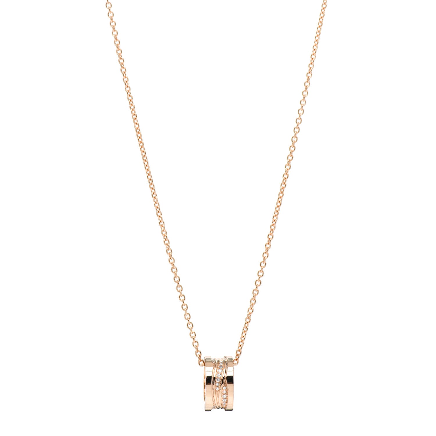 Bulgari 18K Rose Gold Diamond B.Zero1 Legend Pendant Necklace 1 of 5
