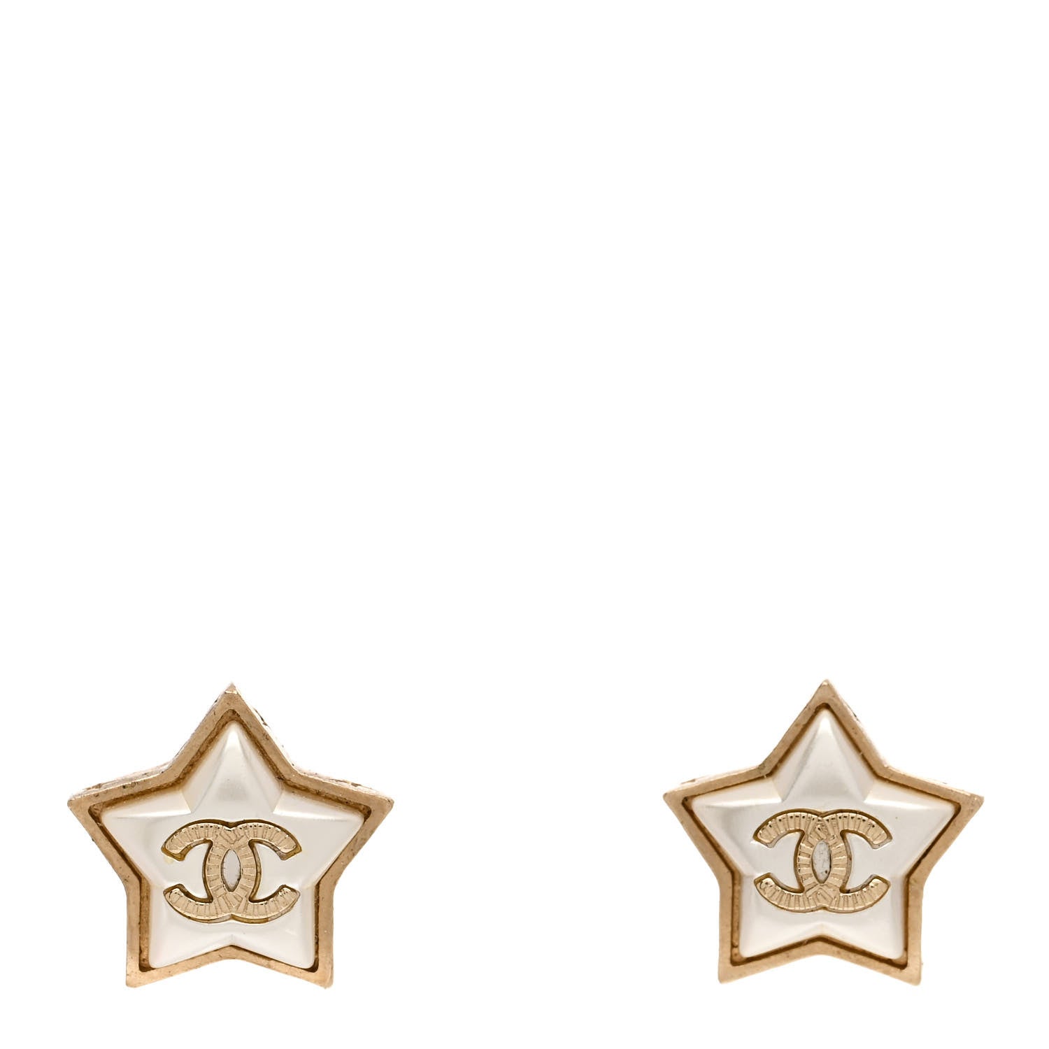 Chanel Resin Metal CC Star Earrings Gold 1 of 4