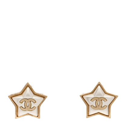Chanel Resin Metal CC Star Earrings Gold 1 of 4