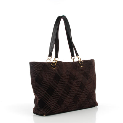 Chanel Suede Stitched Tote Dark Brown 3 of 7