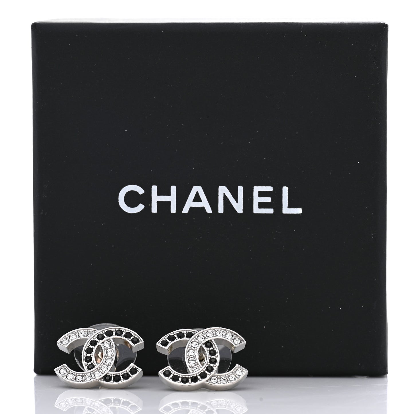 Crystal CC Earrings Silver Black
