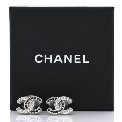 Chanel Crystal CC Earrings Silver Black 5 of 5