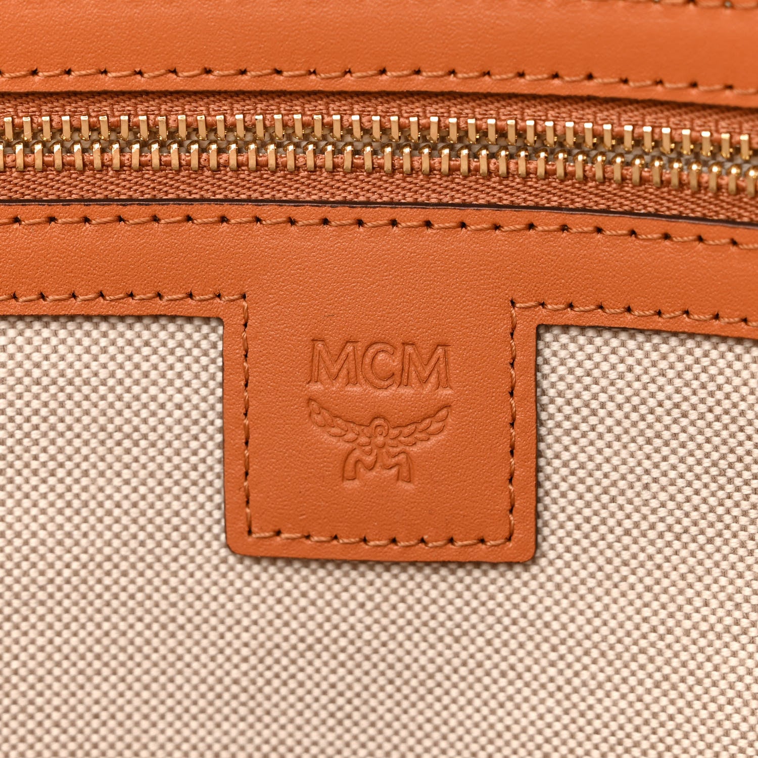 MCM Visetos Medium Delmy Shopper Tote Cognac 6 of 10