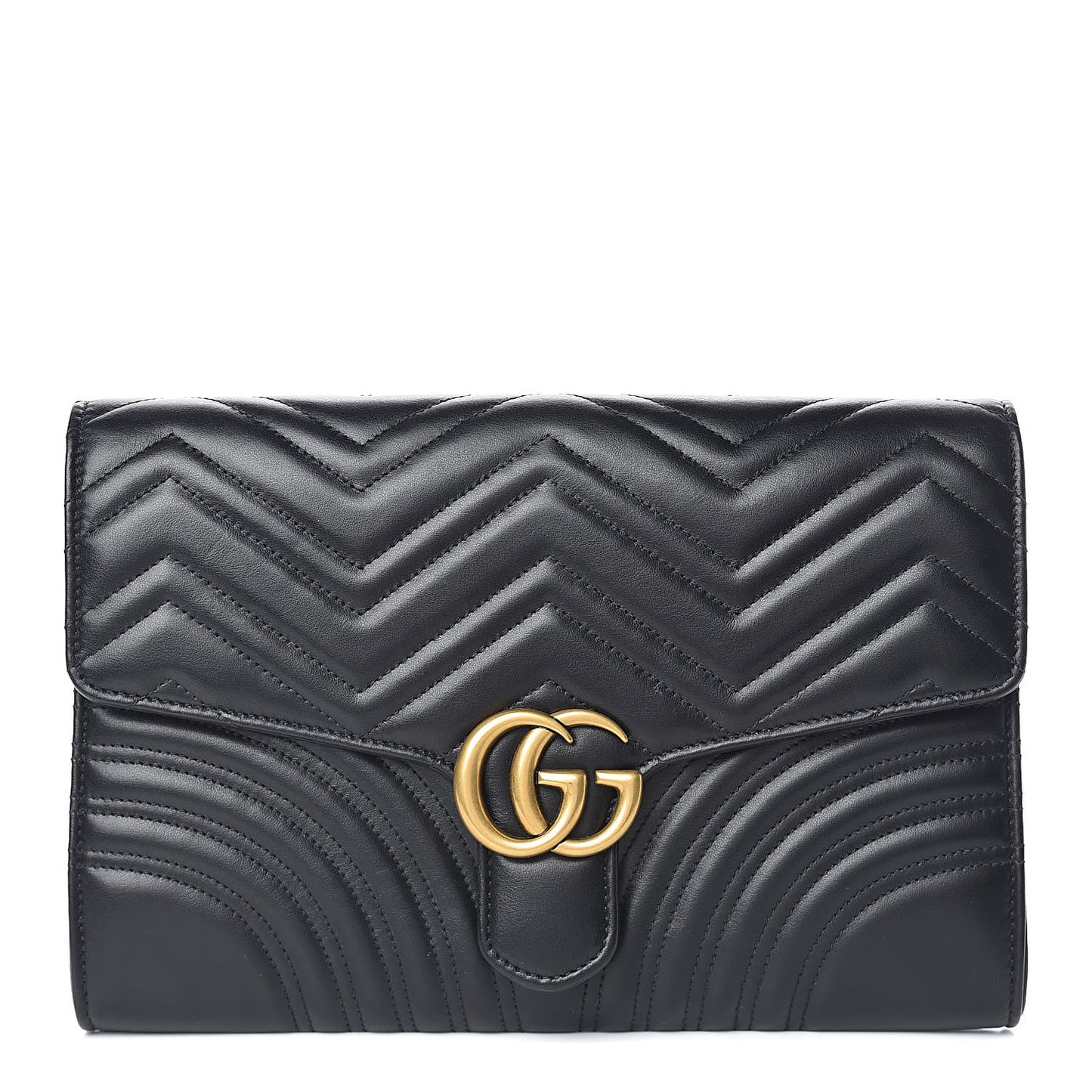 Calfskin Matelasse GG Marmont Clutch Black
