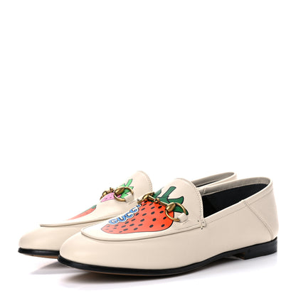 Gucci Calfskin Taste Strawberry Womens Brixton Horsebit Loafers 36 Ivory Red 3 of 10