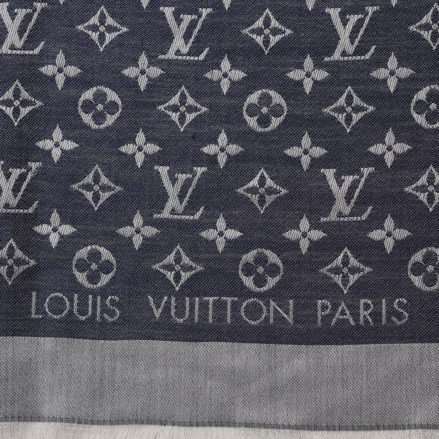 Louis Vuitton Silk Wool Monogram Denim Shawl Blue 3 of 4