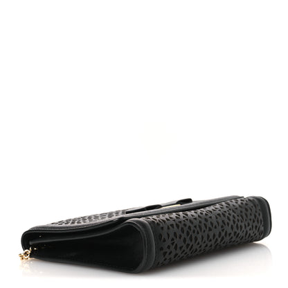 Salvatore Ferragamo Printed Calfskin Laser Cut Bow Mini Miss Vara Bow Chain Bag Black 4 of 11