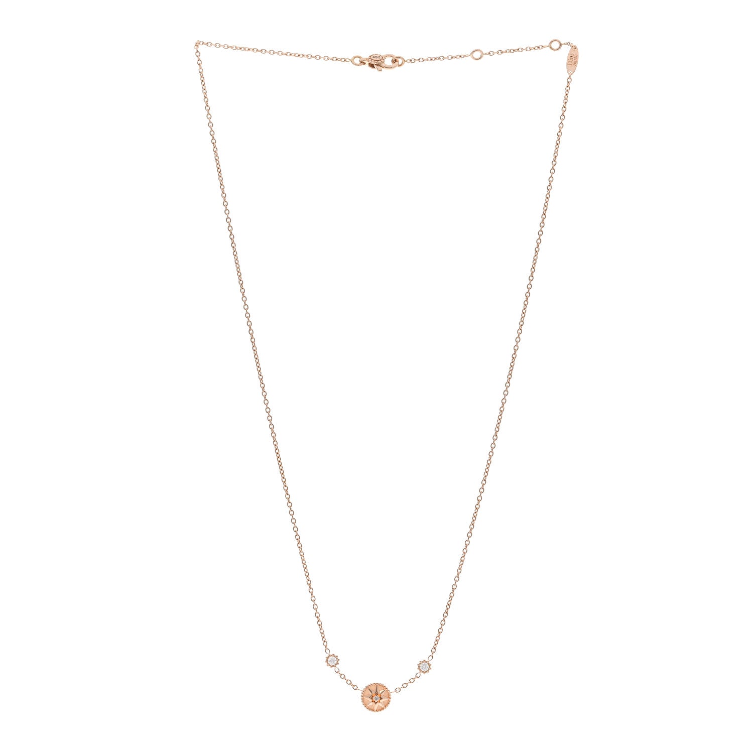 Christian Dior 18K Rose Gold Diamond Pink Opal Rose Des Vents Station Necklace 3 of 6
