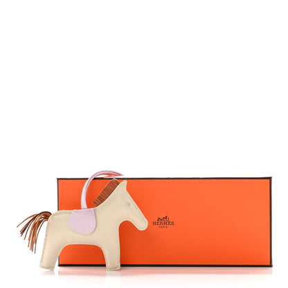 Hermes Milo Lambskin Grigri Rodeo Horse Bag Charm MM Craie Gold Mauve Pale 5 of 5