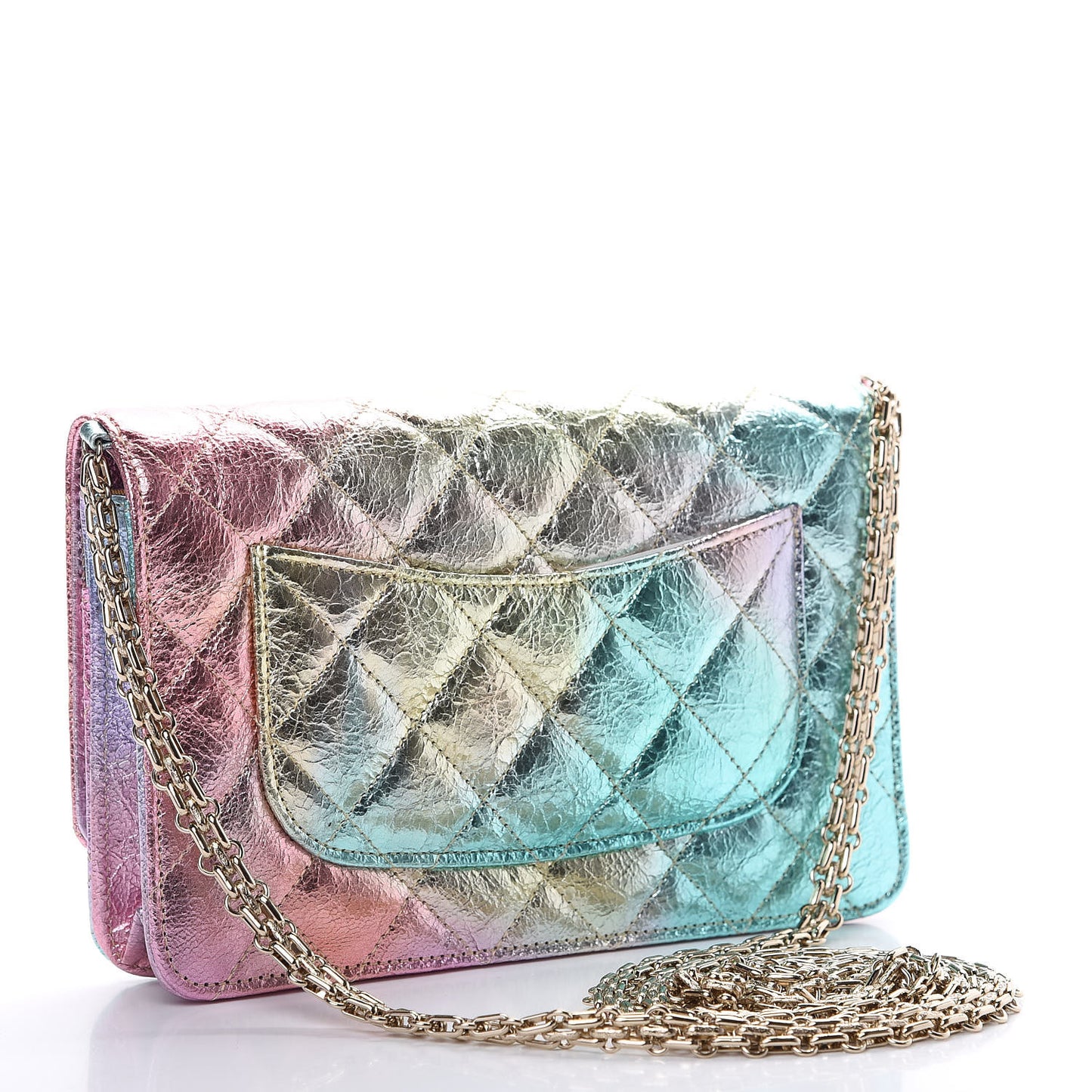 Metallic Goatskin Quilted 2.55 Reissue Wallet on Chain WOC Multicolor