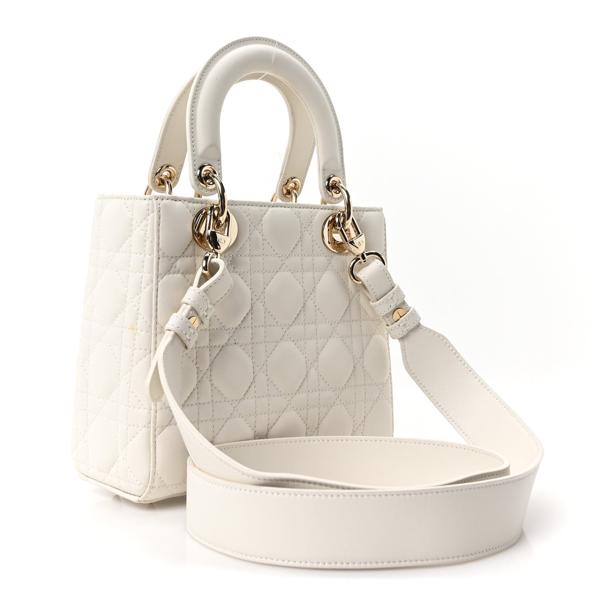 Christian Dior Lambskin Cannage Small My ABCDior Lady Dior White 3 of 10