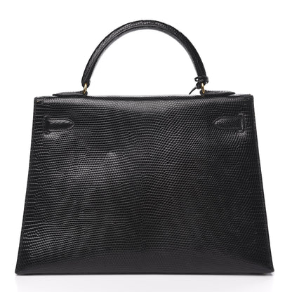 Hermes Lizard Kelly Sellier 32 Black 4 of 35
