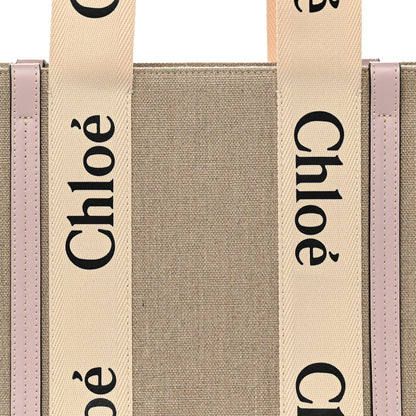 Chloe Linen Calfskin Medium Woody Ribbon Tote Cement Pink 7 of 9