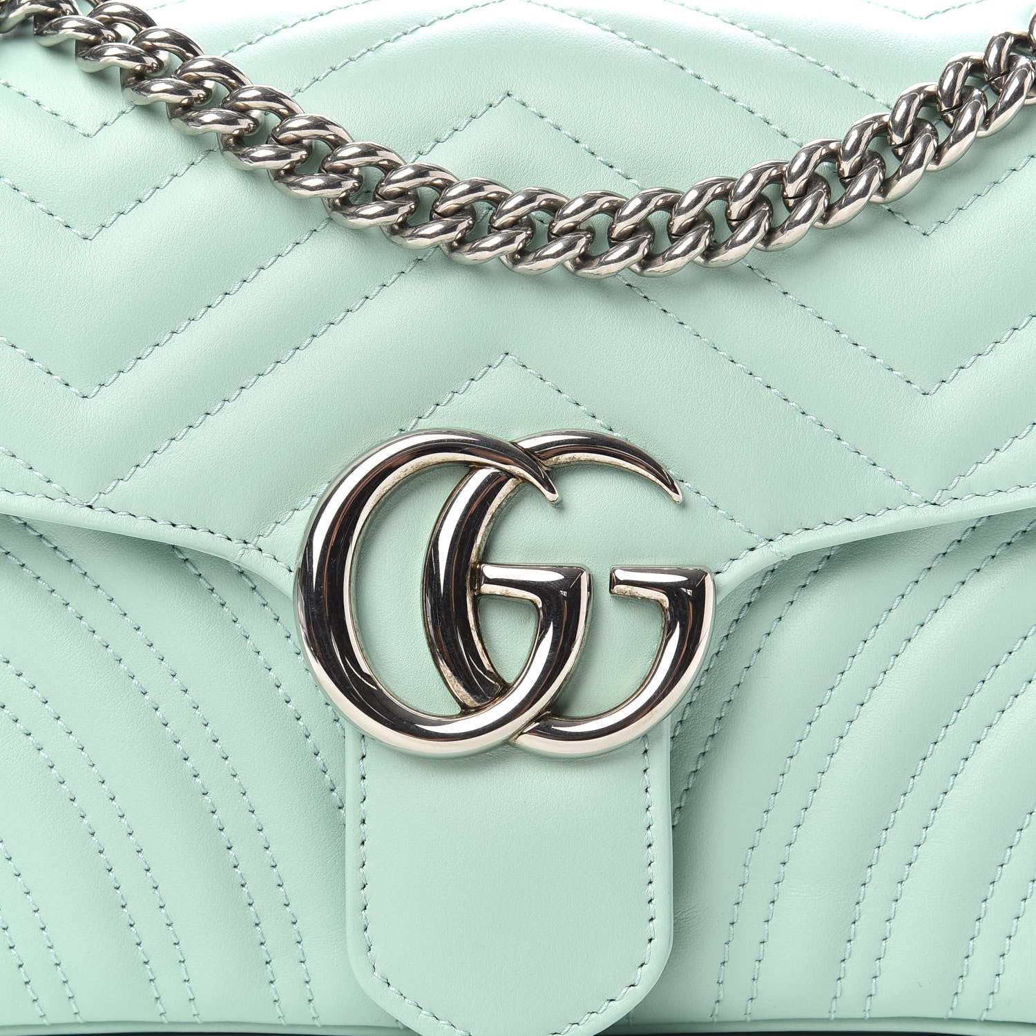 Gucci Calfskin Matelasse Small GG Marmont Shoulder Bag Water Green 9 of 12
