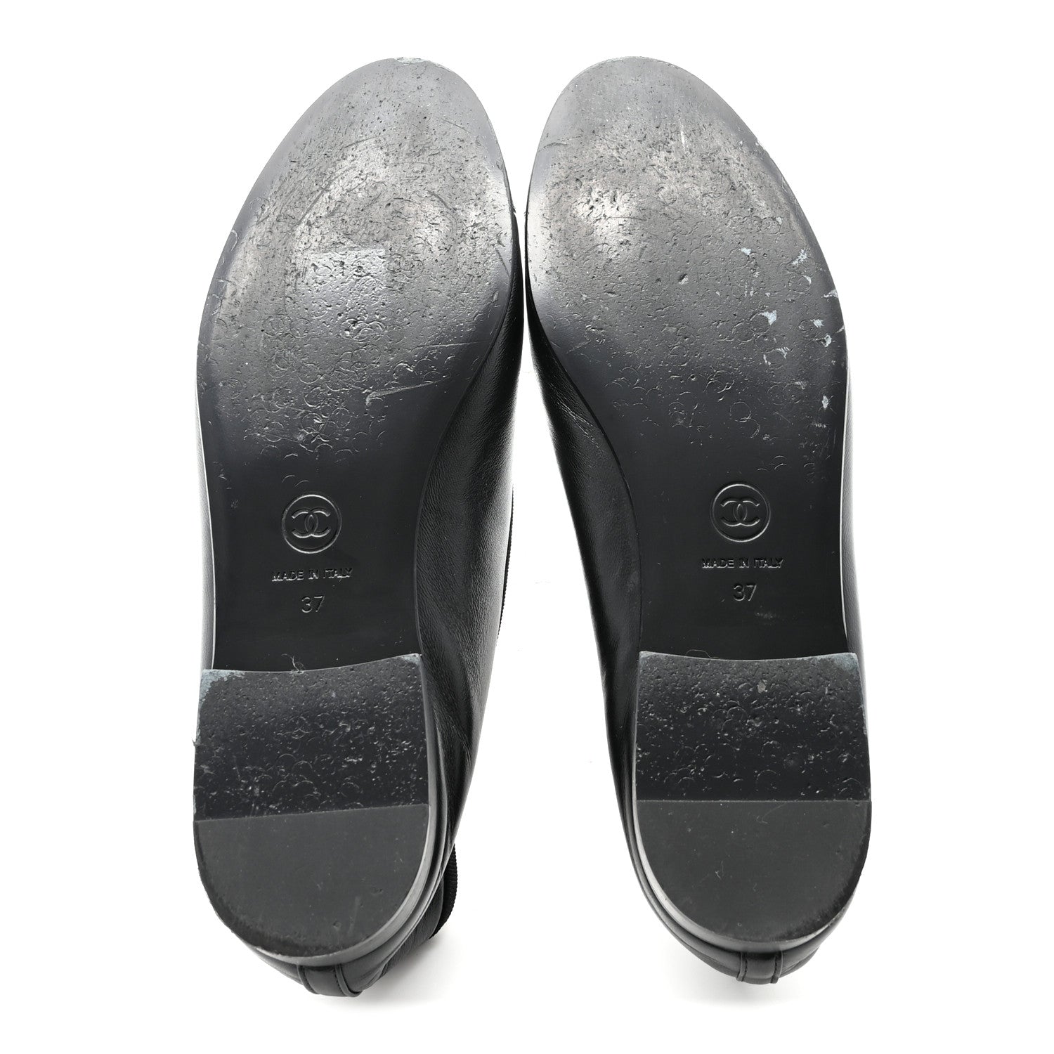 Chanel Lambskin Patent Cap Toe Ballerina Flats 37 Black 6 of 10