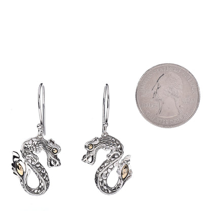 John Hardy Sterling Silver 18K Yellow Gold Naga Dragon Drop Earrings 2 of 4