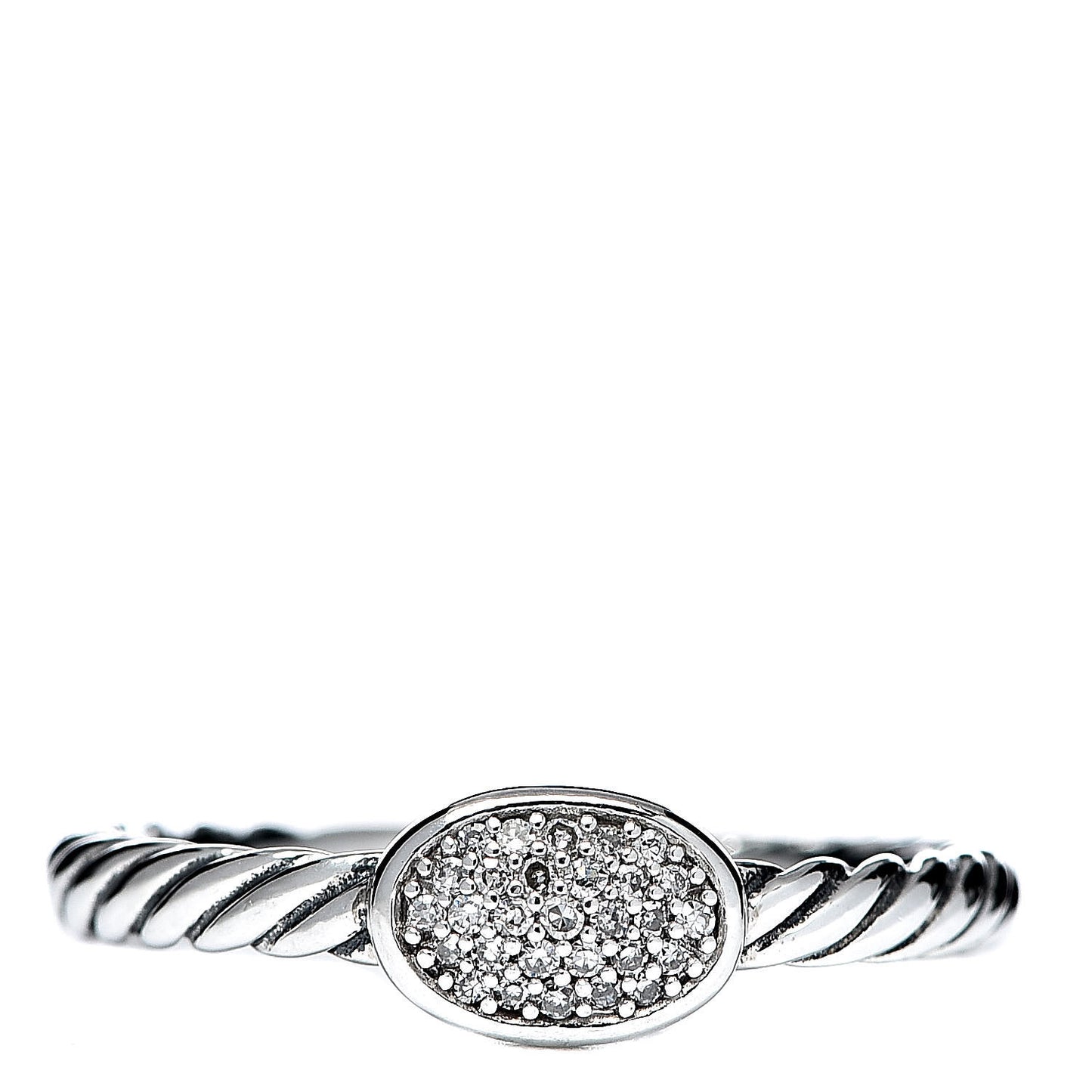 Sterling Silver Diamond Petite Pave Oval Ring 52 6