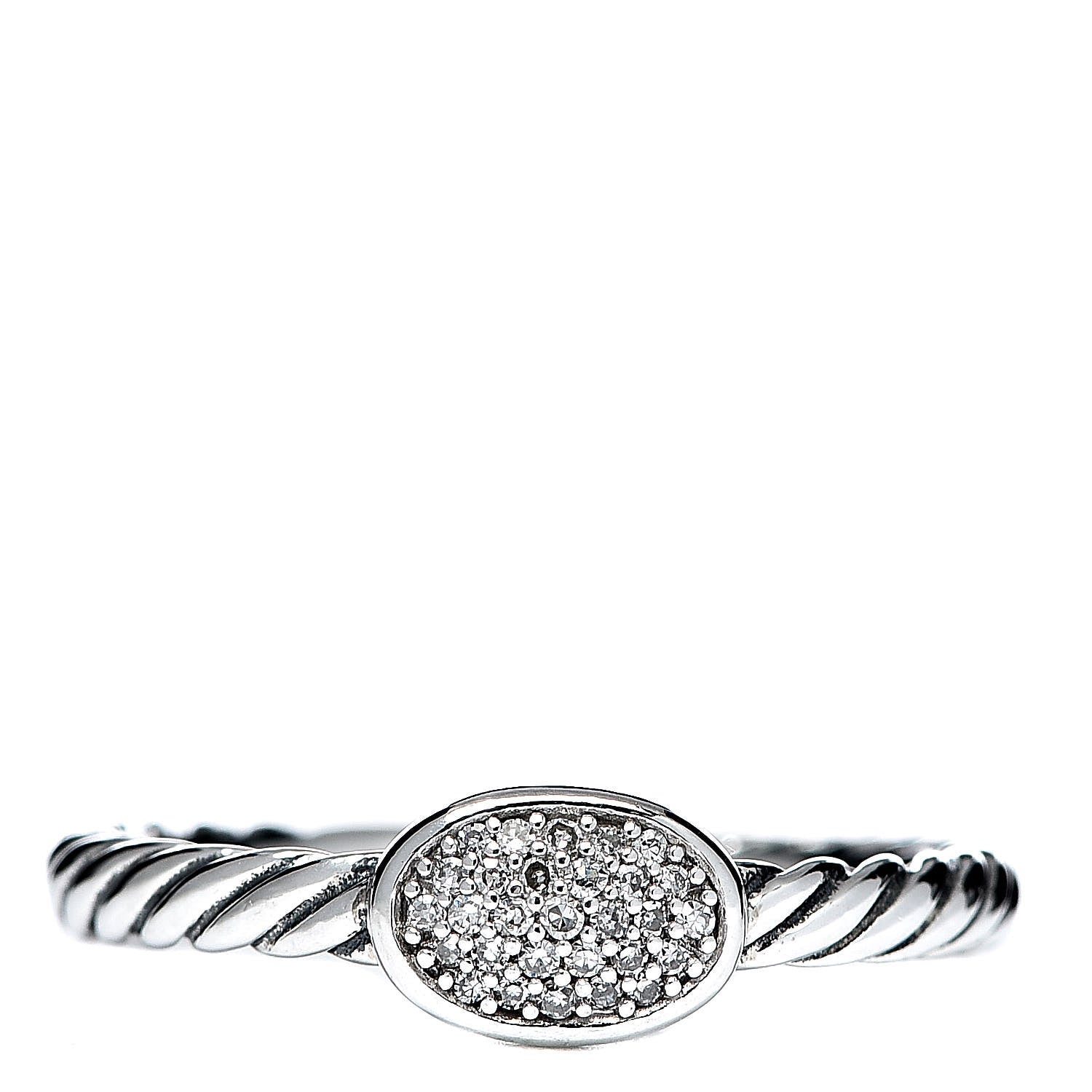David Yurman Sterling Silver Diamond Petite Pave Oval Ring 52 6 1 of 5