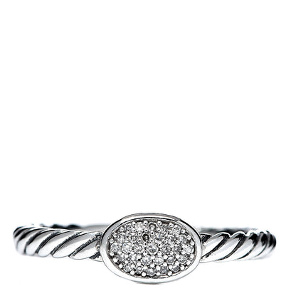 David Yurman Sterling Silver Diamond Petite Pave Oval Ring 52 6 1 of 5