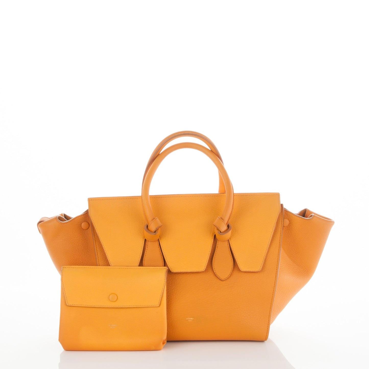 Crisped Calfskin Small Tie Knot Tote Saffron